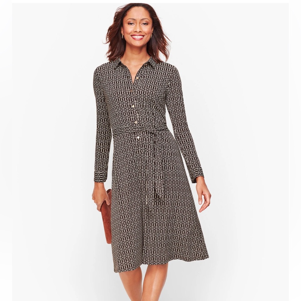 Talbots Equestrian Print Jersey Shirtdress